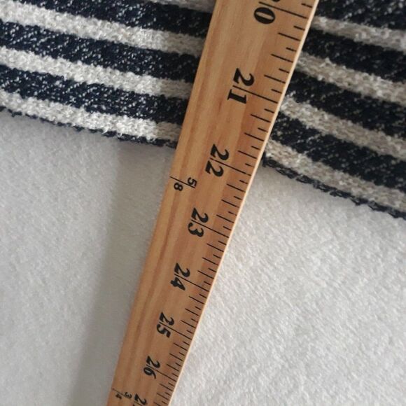 Ruby Rd Jacket Blazer Top Womens Size 10 Blue White Striped Fringed Pocket - Picture 9 of 12